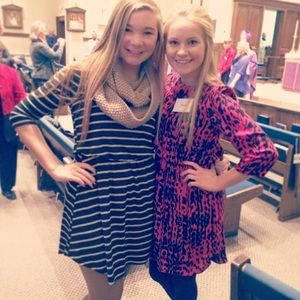 Pink and black formal dress.